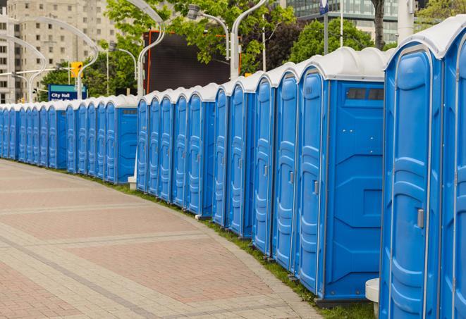 Seasonal porta potty units set up at a Wylie, Texas venue